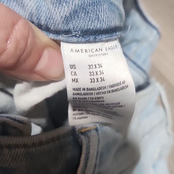 American Eagle Athletic Straight Airflex High Rise Medium Wash Jeans - Picture 3 of 9